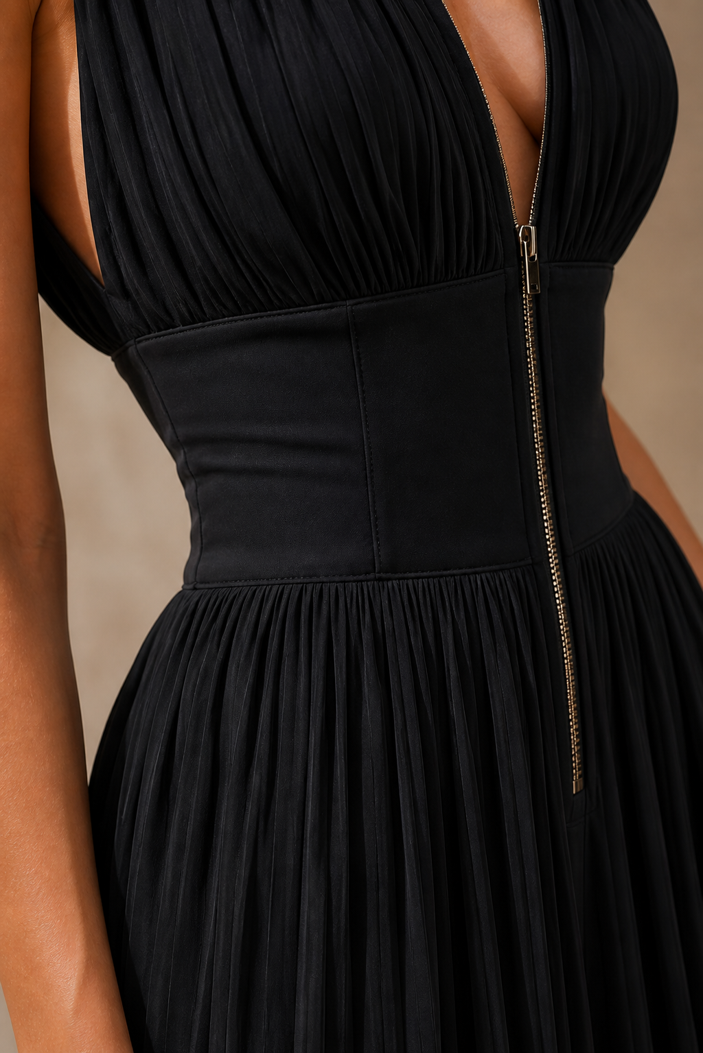 Véra-Elegant Pleated Halter Jumpsuit